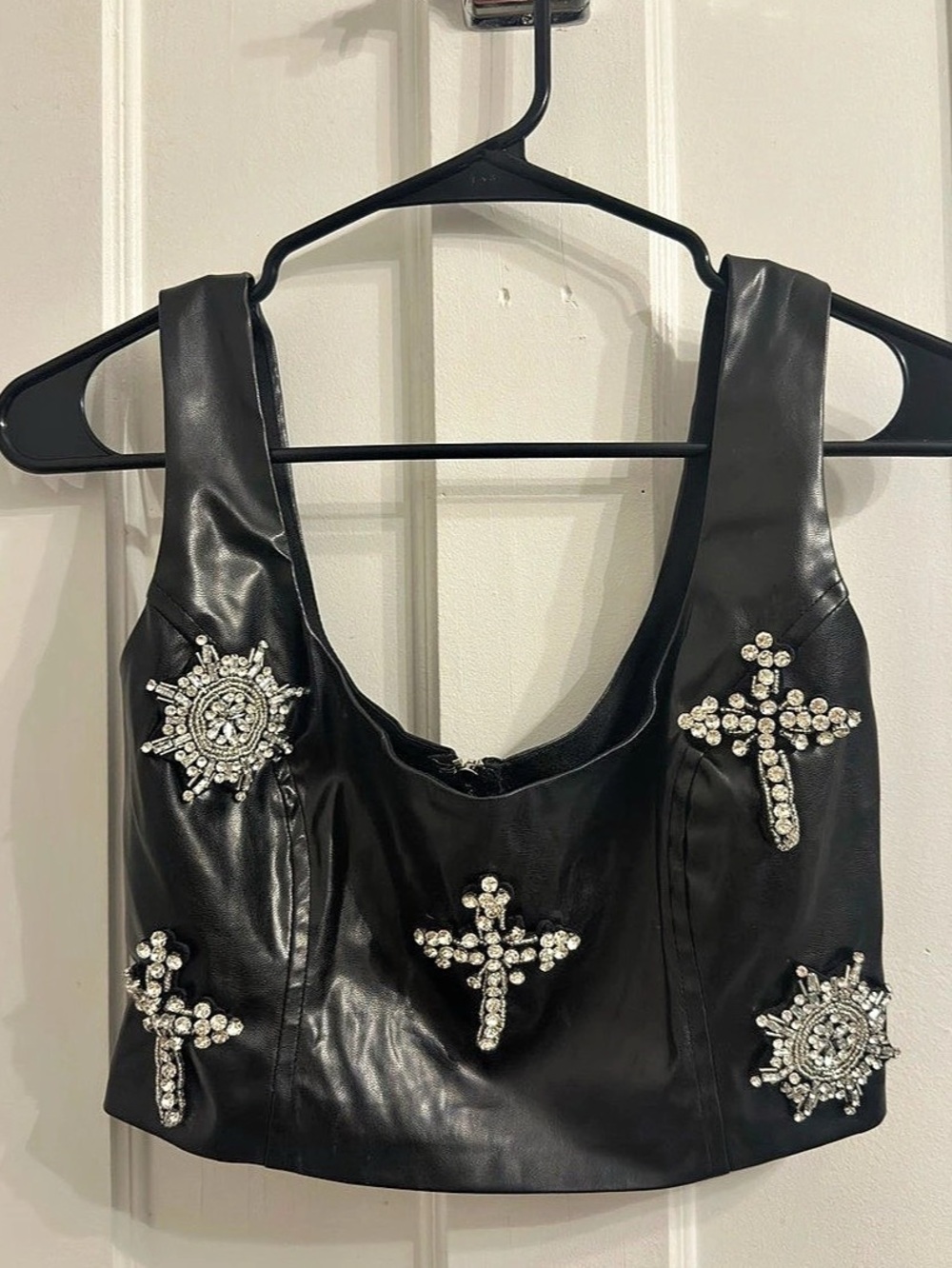 Fashion Nova black faux leather crop top